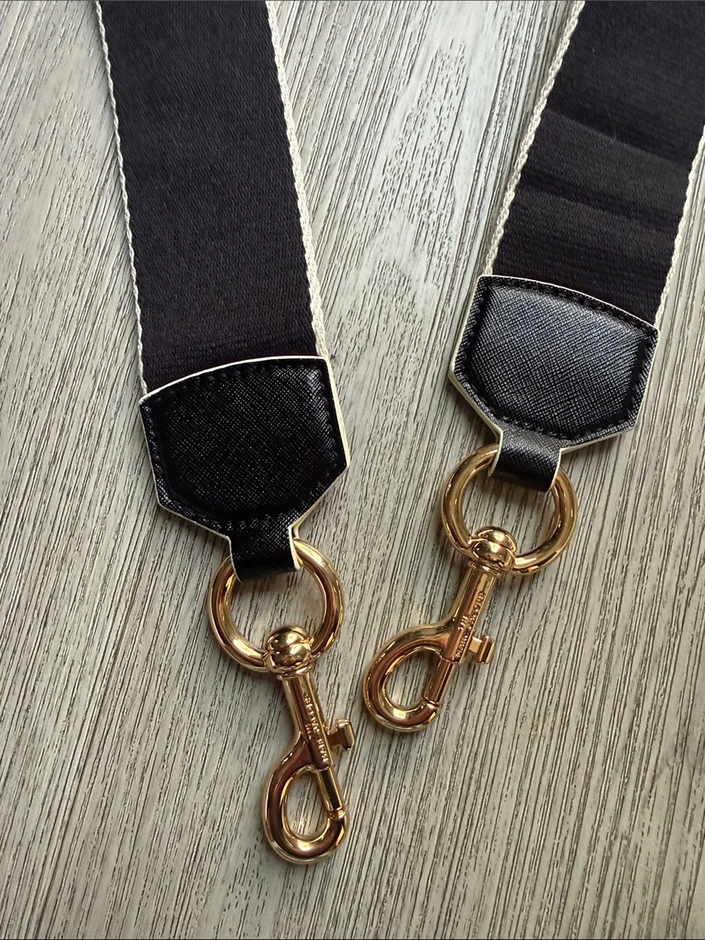 Marc Jacobs Black Strap with Cream Trim and Gold Hardware